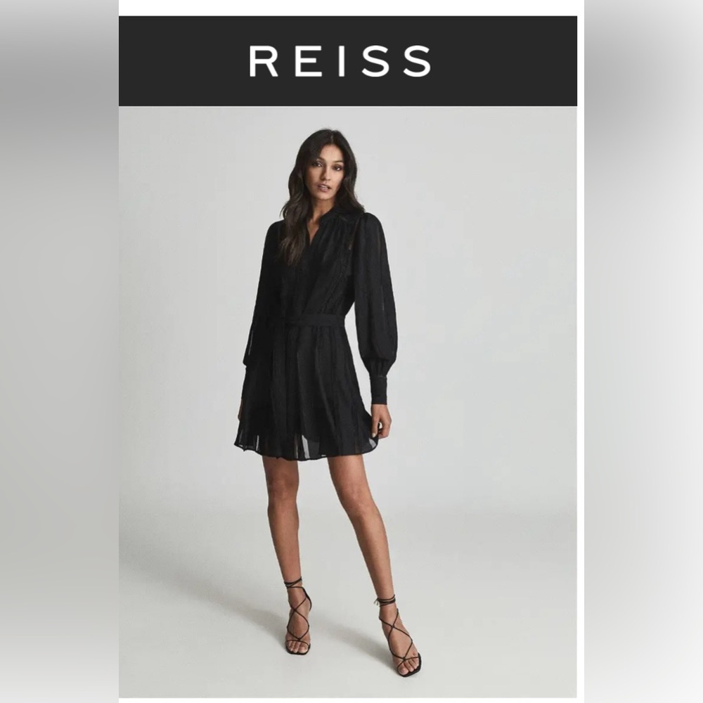 Reiss Belted Harriet Mini Dress Black